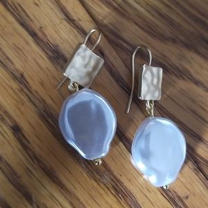 irredescent coin pearl earrings
